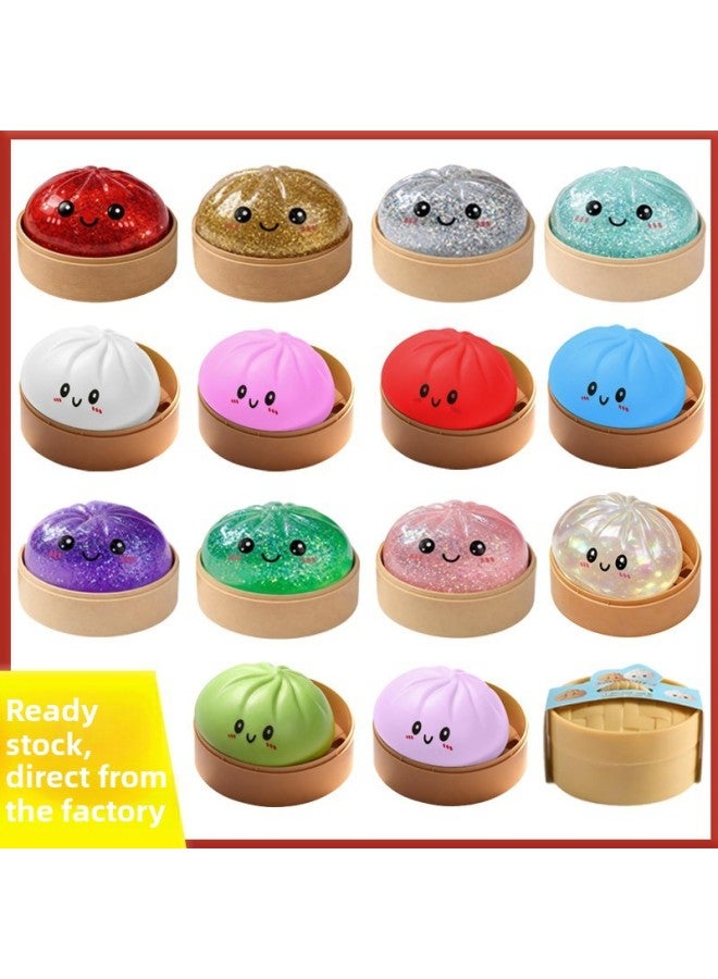 Squishy Dumpling Glitter Gold powder silver [cage 10cm bun 8.5cm] Toys Stress Relief Ball,Soft Squeeze Decompression Dough Gift for Adults - Image 2