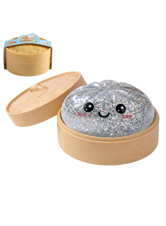 Squishy Dumpling Glitter Gold powder silver [cage 10cm bun 8.5cm] Toys Stress Relief Ball,Soft Squeeze Decompression Dough Gift for Adults - Image 1