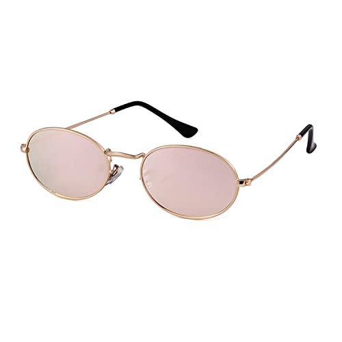 GIFIORE Oval Sunglasses for Women Men,Vintage Retro 90s Sunglasses Trendy Fashion Small Sun Glasses Unisex Style (Gold Frame Pink Mirrored Lens) - Image 4