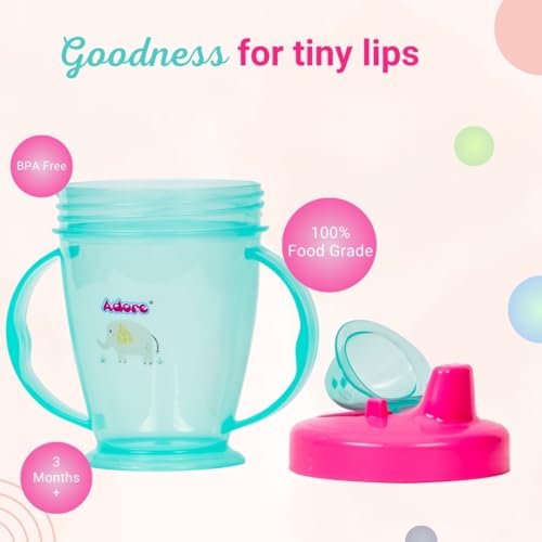 Adore Birdy - 2 Handle Dust Free Hoop Cup - Anti Spill Sipper Cup with Twin Handle (Blue) - Image 5