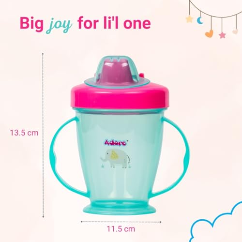 Adore Birdy - 2 Handle Dust Free Hoop Cup - Anti Spill Sipper Cup with Twin Handle (Blue) - Image 2