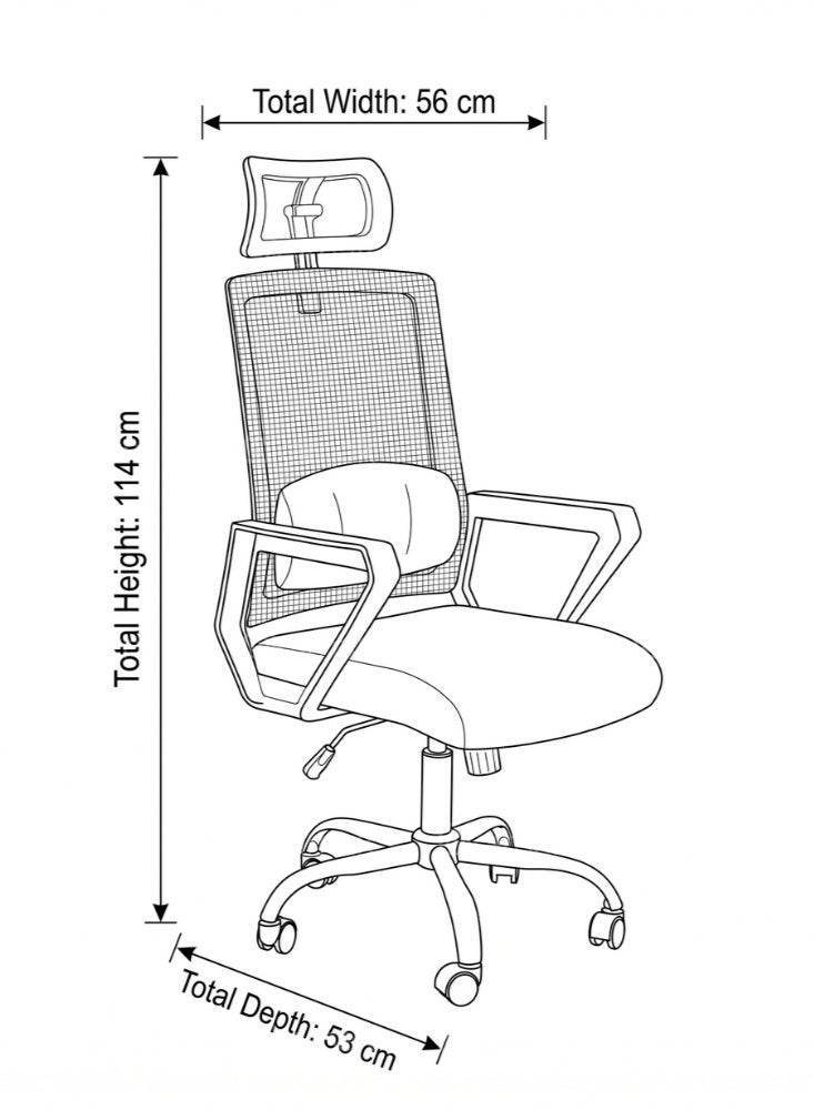 Karnak Tavion High Back Office Chair, Executive Office Chair, Height and Headrest Adjustable Desk Chair with Lumbar Support and Wheels - Image 5