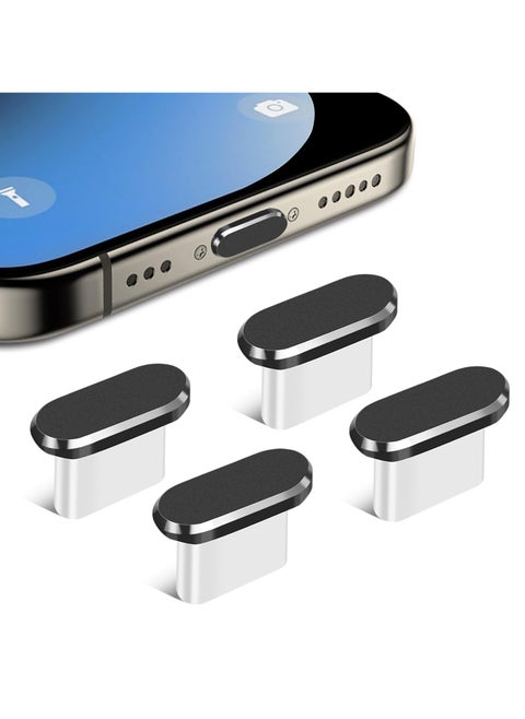USB C Dust Plug, 4-Pack Aluminum Alloy Charging Port Protector Cap, Compatible with iPhone 15 Series, Samsung Galaxy S22/S21/S20, Note 20/10, and All Type C Devices