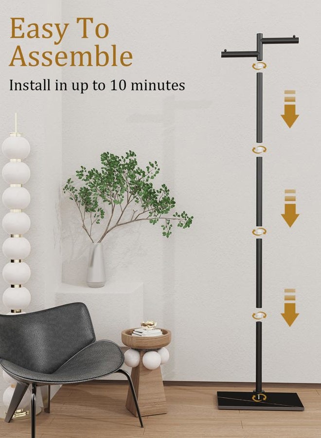 ENUMAIL Garment Rack, Freestanding Metal Coat Racks, Z-shaped Coat Tree with Natural Rock Base, for Bedroom, Office, Hallway, Entryway, Living Room, 175cm, Black - Image 5