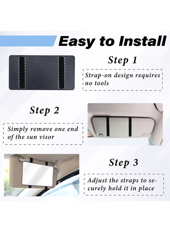 HOMESTAR Car Sun Visor Mirror, Cosmetic Makeup Mirrors with Straps, HD Car Interior Cosmetic Mirror, Universal Sun Visor Mirrors for Trucks, Cars, SUVs (Black) - Image 5