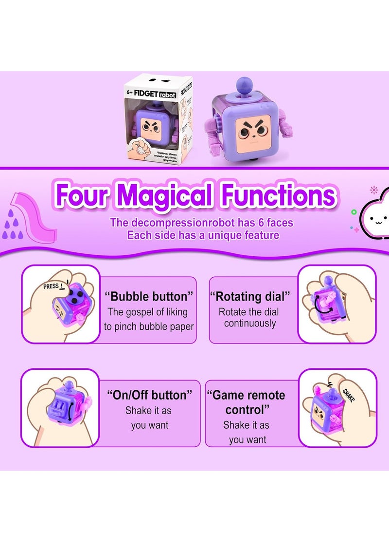 Generic - Robot Rubik's Cube Cool Stress Relief Toy 1-sided Rubik's Cube 6-sided Multi-function Playing Method Relieves Stress Anxiety (Big Eyes Robot Purple) - Image 1