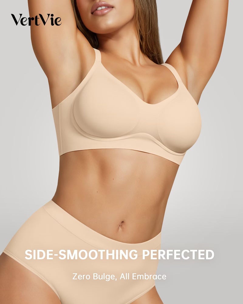 Vertvie Womens Seamless Bra No Underwire Comfort Push Up Bras Buttery Soft Wireless Bralette Full Coverage Sport Everyday Bra(Sand Color,Medium) - Image 2