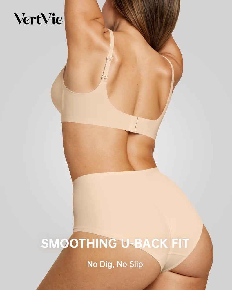 Vertvie Womens Seamless Bra No Underwire Comfort Push Up Bras Buttery Soft Wireless Bralette Full Coverage Sport Everyday Bra(Sand Color,Medium) - Image 3