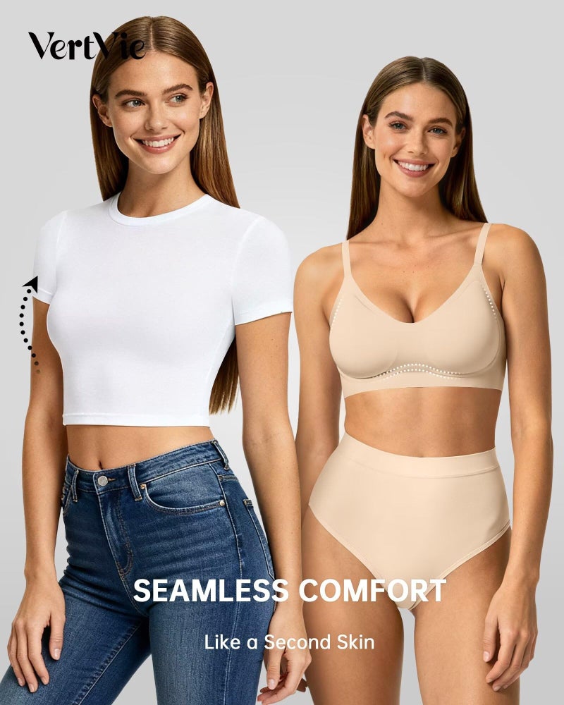 Vertvie Womens Seamless Bra No Underwire Comfort Push Up Bras Buttery Soft Wireless Bralette Full Coverage Sport Everyday Bra(Sand Color,Medium) - Image 5