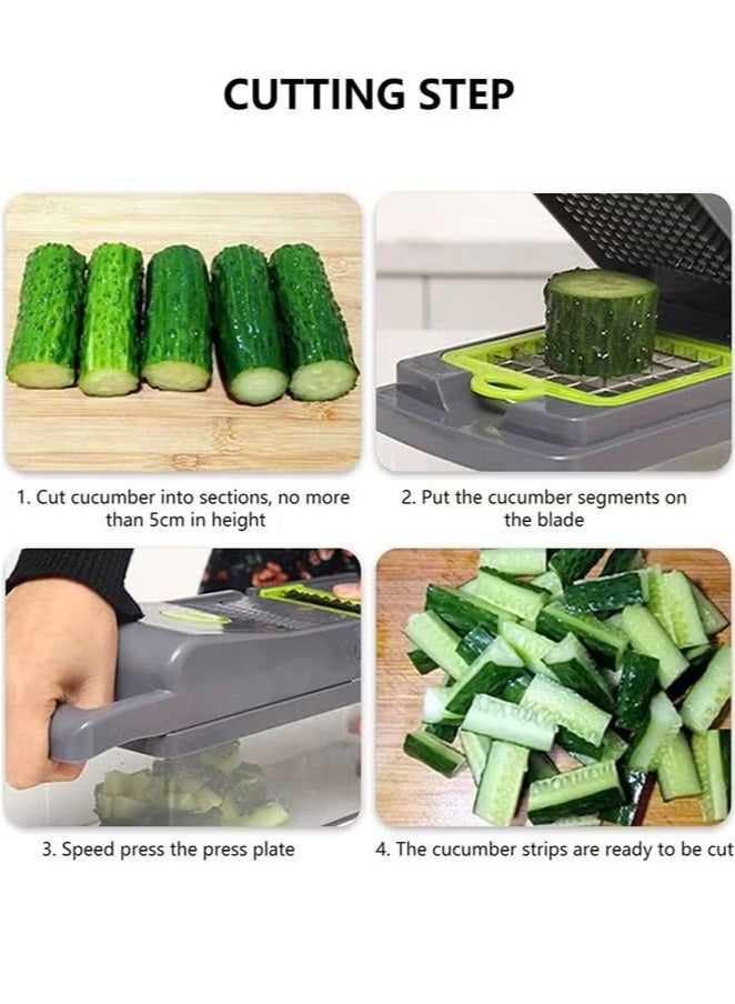 Arabest Vegetable Slicer, Onion Chopper, 12 in 1 Multifunction Food Chopper, , Vegetable Cutter/grater/slicer, Kitchen Vegetable Slicer Dicer Cutter, Veggie, Garlic Chopper  - Image 4