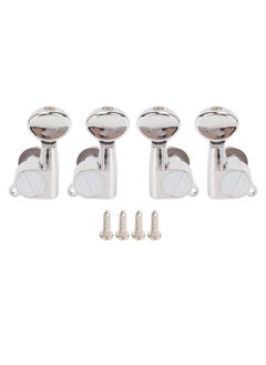 4 Pcs 2L2R Ukulele Tuner Fully Enclosed Small 4 String Ukulele Tuning Machine Head with Oval Handle for Replacement