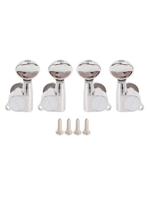 4 Pcs 2L2R Ukulele Tuner Fully Enclosed Small 4 String Ukulele Tuning Machine Head with Oval Handle for Replacement