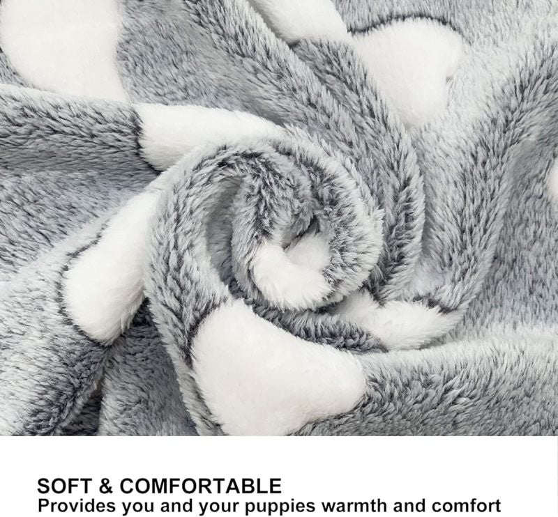 1 paquete de 3 mantas para cachorros, súper suaves, cálidas, para dormir, color gris, con estampado lindo, de forro polar esponjoso, manta de franela para mascotas, para perros pequeños, gatos, - Image 3