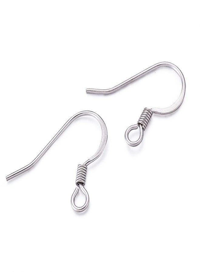 KISSITTY 200Pcs Stainless Steel French Earring Hooks with Coil Hypoallergenic 14x17mm Fish Ear Wires with 2mm Loop for DIY Dangle Earring Making - Image 1