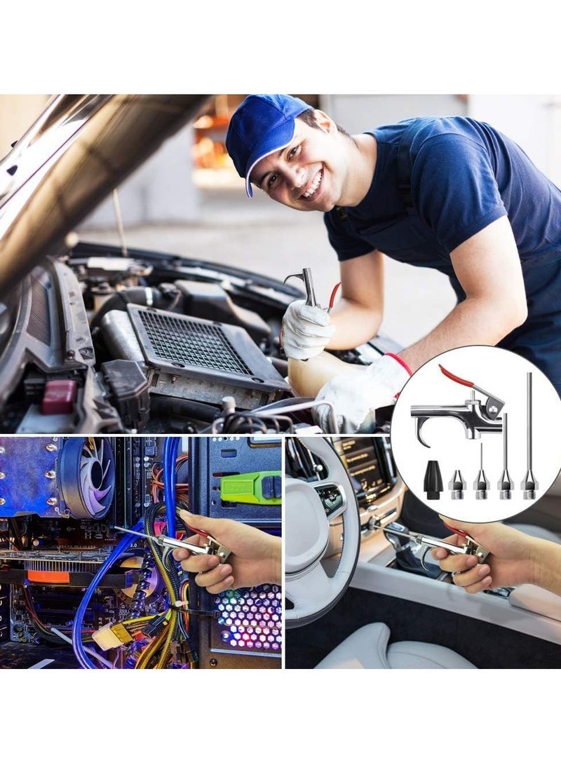 Compressor Air Gun, High Volume Air Blow Gun with Powerful Flow Nozzle, Compressor Blow Gun Set with Multiple Extension and Silicone Nozzle for Air Compressor with 1/4'' NPT of Dust Cleaning - Image 2