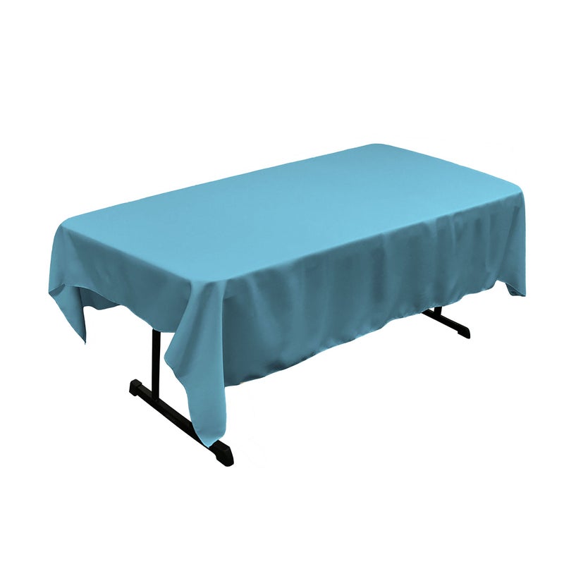 LA Linen Polyester Poplin Washable Rectangular Tablecloth Stain and Wrinkle Resistant Table Cover 60x84 Fabric Table Cloth for Dinning Kitchen Party Holiday 60 by 84Inch Turquoise Dark
