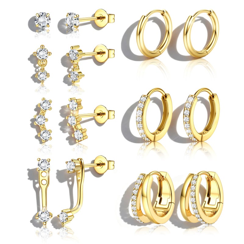 BESTEEL 7Pairs Hypoallergenic Gold Earrings for Women Trendy Small Stud Huggie Hoop Earing Stacks Set Cute Stainless Steel Cartilage Helix Jewelry for Sensitive Ears Dainty Christmas Earrings Gifts - Image 1