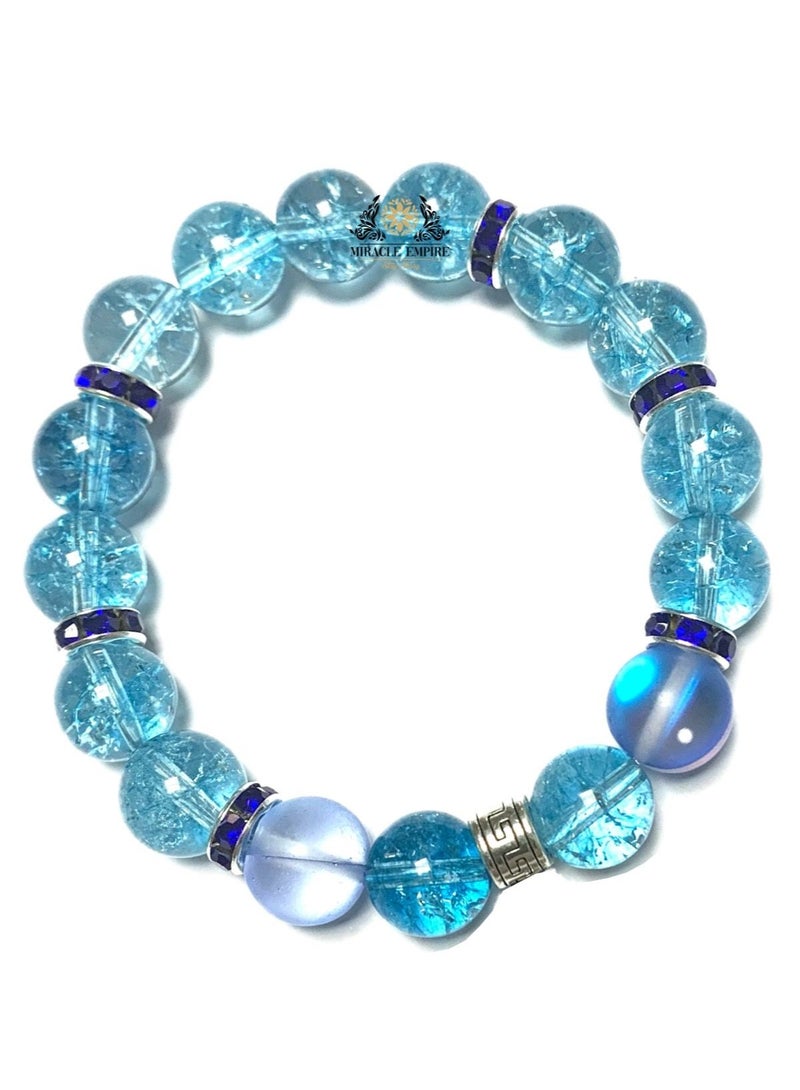 Miracle Empire Man Bracelet Woman Unisex Sky Blue Quartz Beads - Image 2