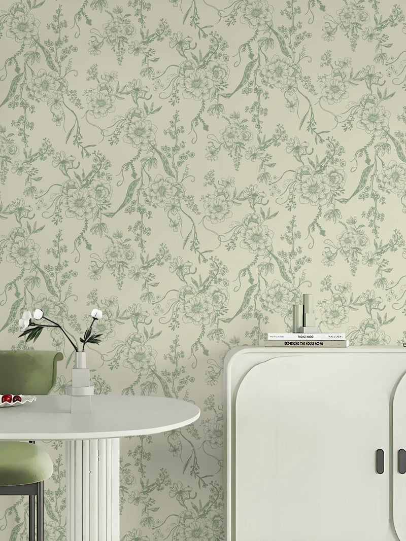 Toduso Peel and Stick Wallpaper Green and Beige Wall Paper Floral Contact Paper Removable Self Adhesive Leaf Boho Waterproof Wallpaper for Walls Vinyl Rolls 16.1"x78.7" - Image 2