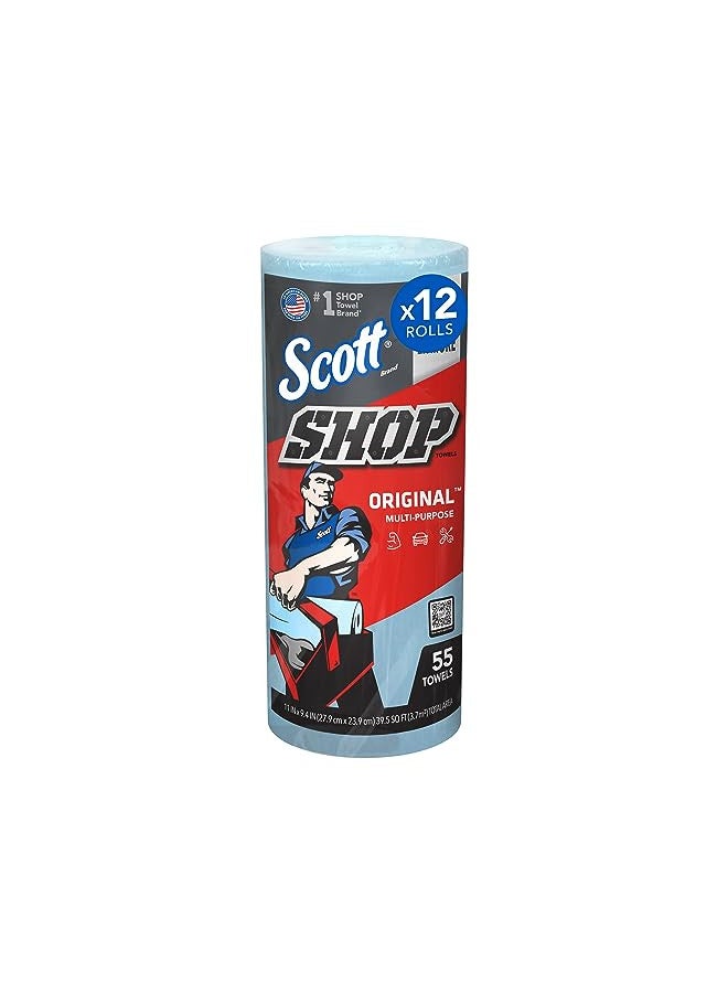 Kimberly-Clark Scott Shop Towels Original (75147), Blue, 55 Towels/Standard Roll, 12 Rolls/Case, 660 Towels/Case  - Image 1