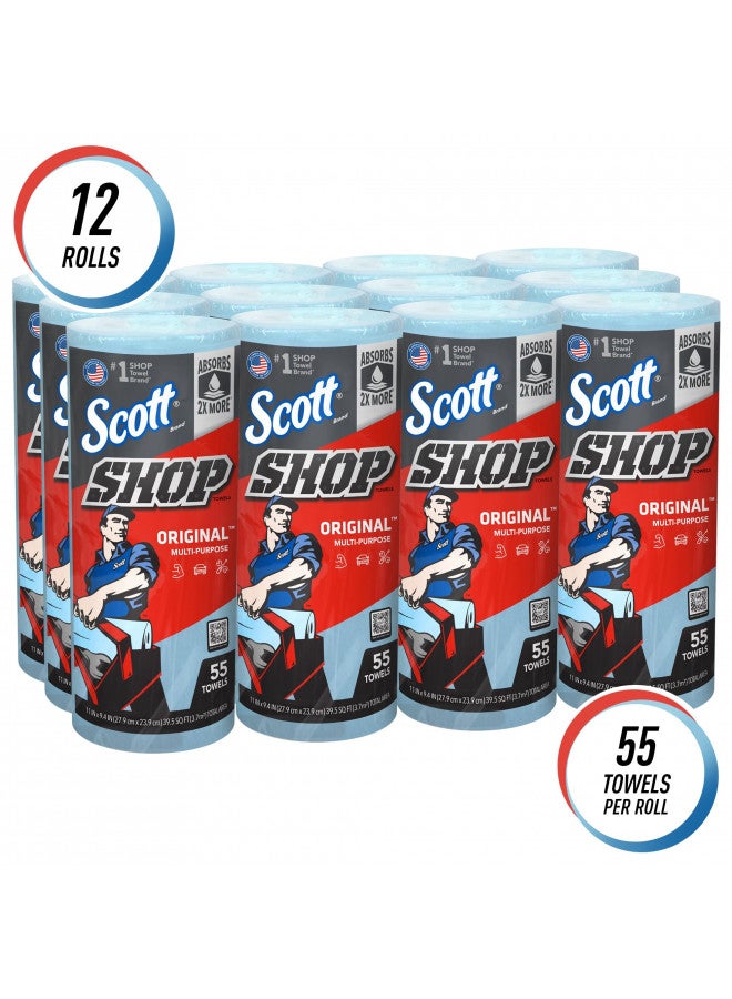 Kimberly-Clark Scott Shop Towels Original (75147), Blue, 55 Towels/Standard Roll, 12 Rolls/Case, 660 Towels/Case  - Image 2