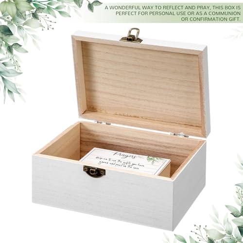 CroBlissful Prayer Box with 100 Pcs Cards to Write on, 6.8 x 5 x 3 Inches Blank Wooden Prayer Request Cards Box for Women Christian Bible Christmas Nativity Gifts(Leaves) - Image 3