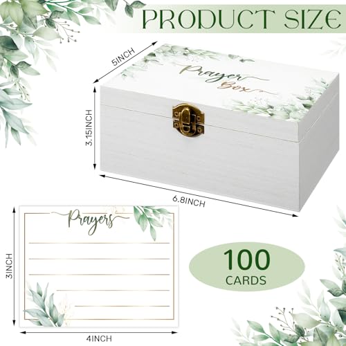 CroBlissful Prayer Box with 100 Pcs Cards to Write on, 6.8 x 5 x 3 Inches Blank Wooden Prayer Request Cards Box for Women Christian Bible Christmas Nativity Gifts(Leaves) - Image 2