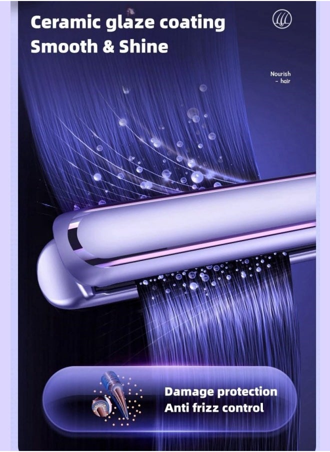 DOSCHER - Ceramic Hair Straightener and Curler 30mm - Five-Level Temperature Control, Fast Heat-up, Negative Ion Technology, Damage Protection (Purple) - Image 1