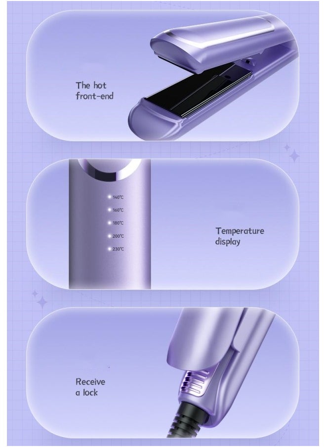 DOSCHER - Ceramic Hair Straightener and Curler 30mm - Five-Level Temperature Control, Fast Heat-up, Negative Ion Technology, Damage Protection (Purple) - Image 1