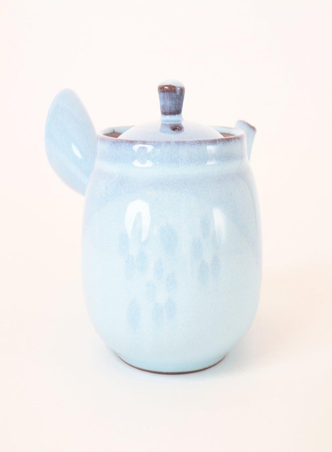 Minoribo Mino ware Japanese Pottery Teapot Kyusu Flower Pattern in Light Blue with Infuser made in Japan (Japan Import) SYK001 (Light Blue) - Image 4