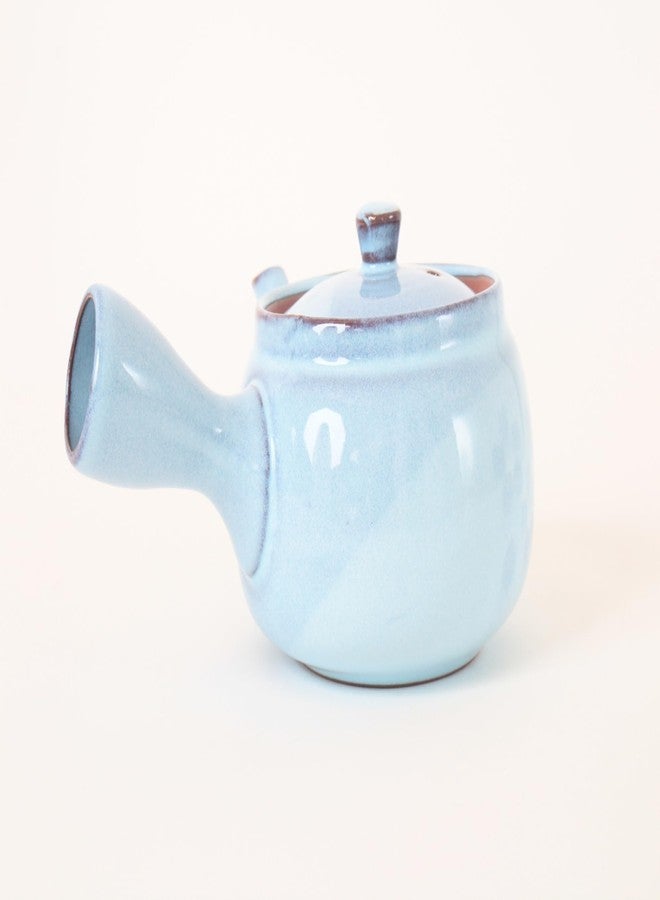 Minoribo Mino ware Japanese Pottery Teapot Kyusu Flower Pattern in Light Blue with Infuser made in Japan (Japan Import) SYK001 (Light Blue) - Image 5
