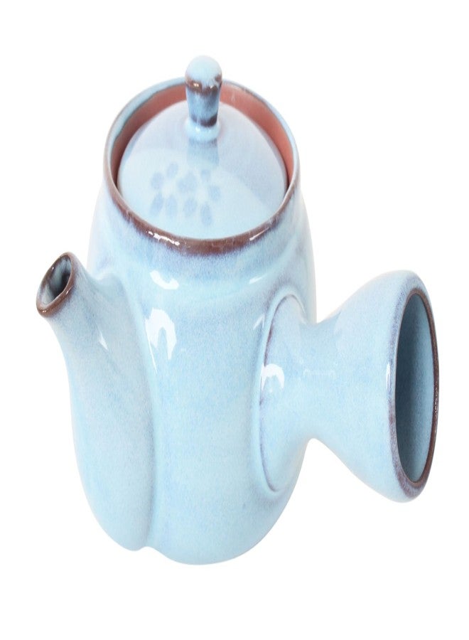 Minoribo Mino ware Japanese Pottery Teapot Kyusu Flower Pattern in Light Blue with Infuser made in Japan (Japan Import) SYK001 (Light Blue) - Image 1