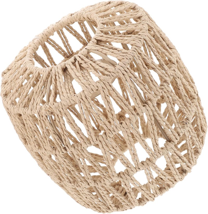 DOITOOL Stylish White Hanging Lamp Shade Decorative Ceiling Light Jute Lamp for Home - Image 1
