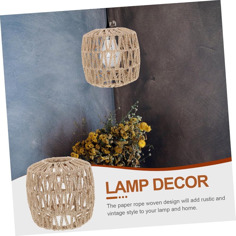 DOITOOL Stylish White Hanging Lamp Shade Decorative Ceiling Light Jute Lamp for Home - Image 4