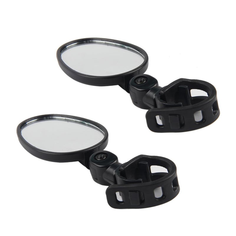 Universal 360 Degree Adjustable Oval Rearview Mirror Pair For Bike Motorbike Safety Handlebar Mount - Image 2
