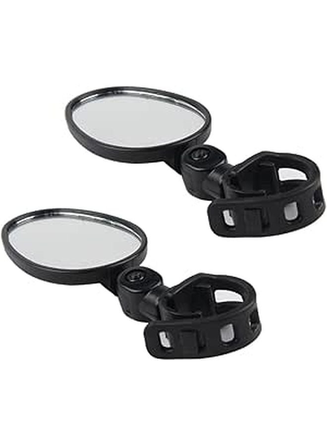 Universal 360 Degree Adjustable Oval Rearview Mirror Pair For Bike Motorbike Safety Handlebar Mount - Image 1