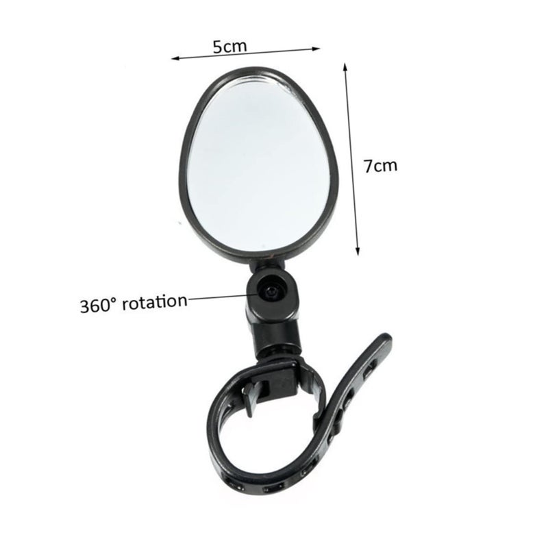 Universal 360 Degree Adjustable Oval Rearview Mirror Pair For Bike Motorbike Safety Handlebar Mount - Image 3