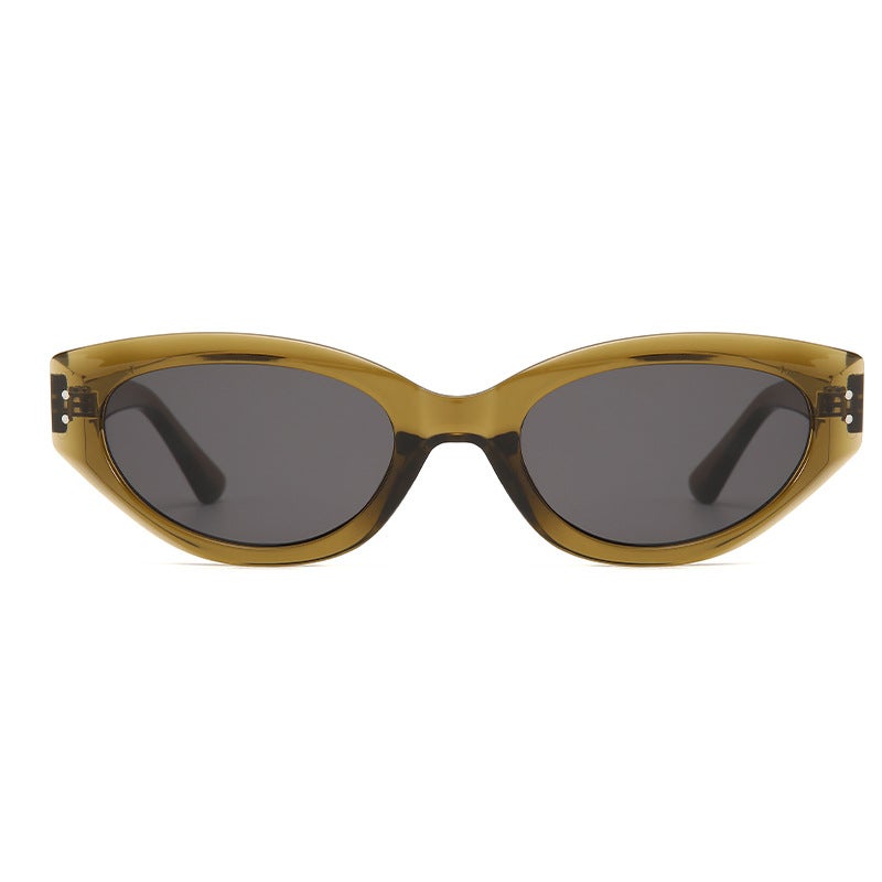 Generic Retro Cat Eye Polarized Sunglasses Unisex UV Protection Olive green frame gray piece