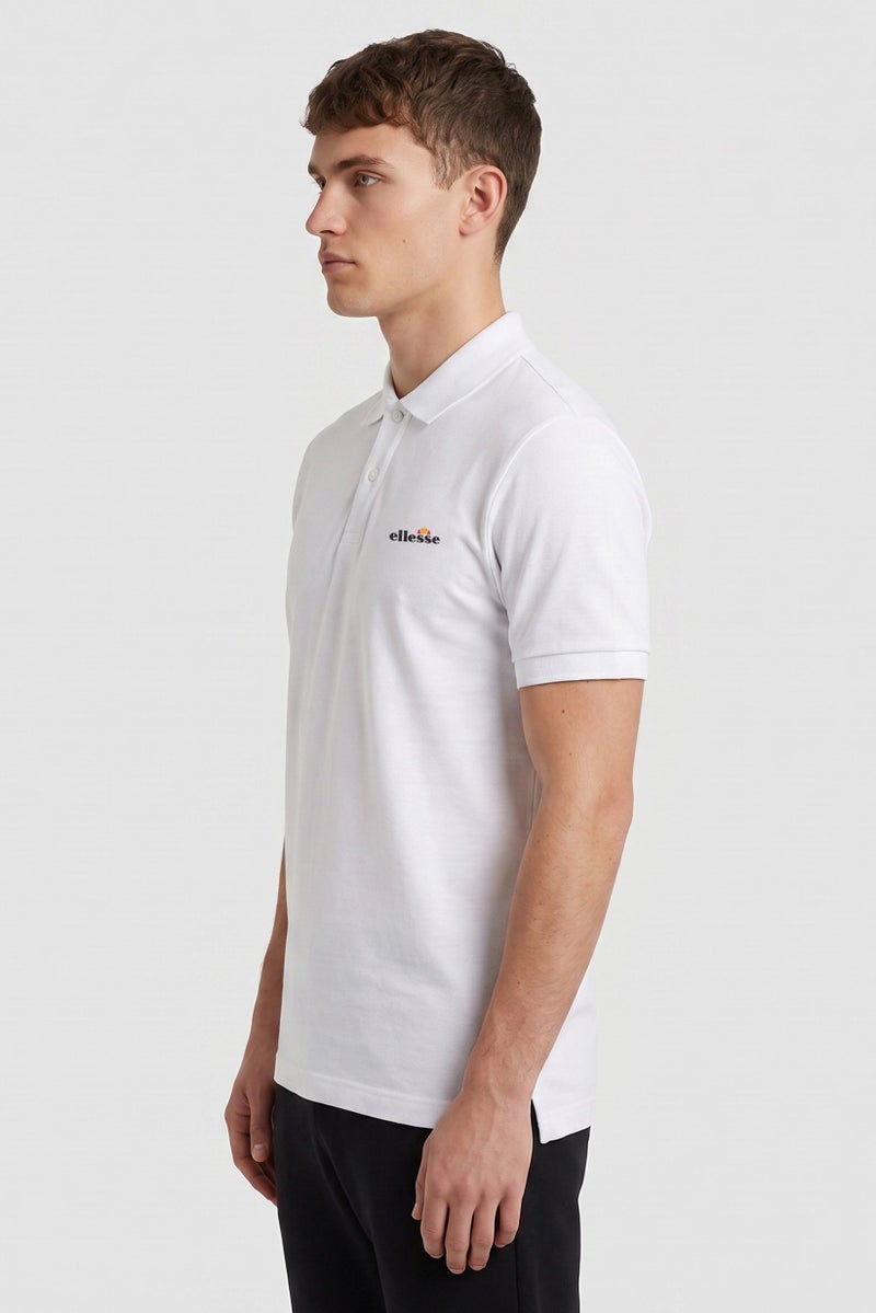 Ellesse Men Regular Fit Solid Short Sleeve Polo Shirt, White - Image 3