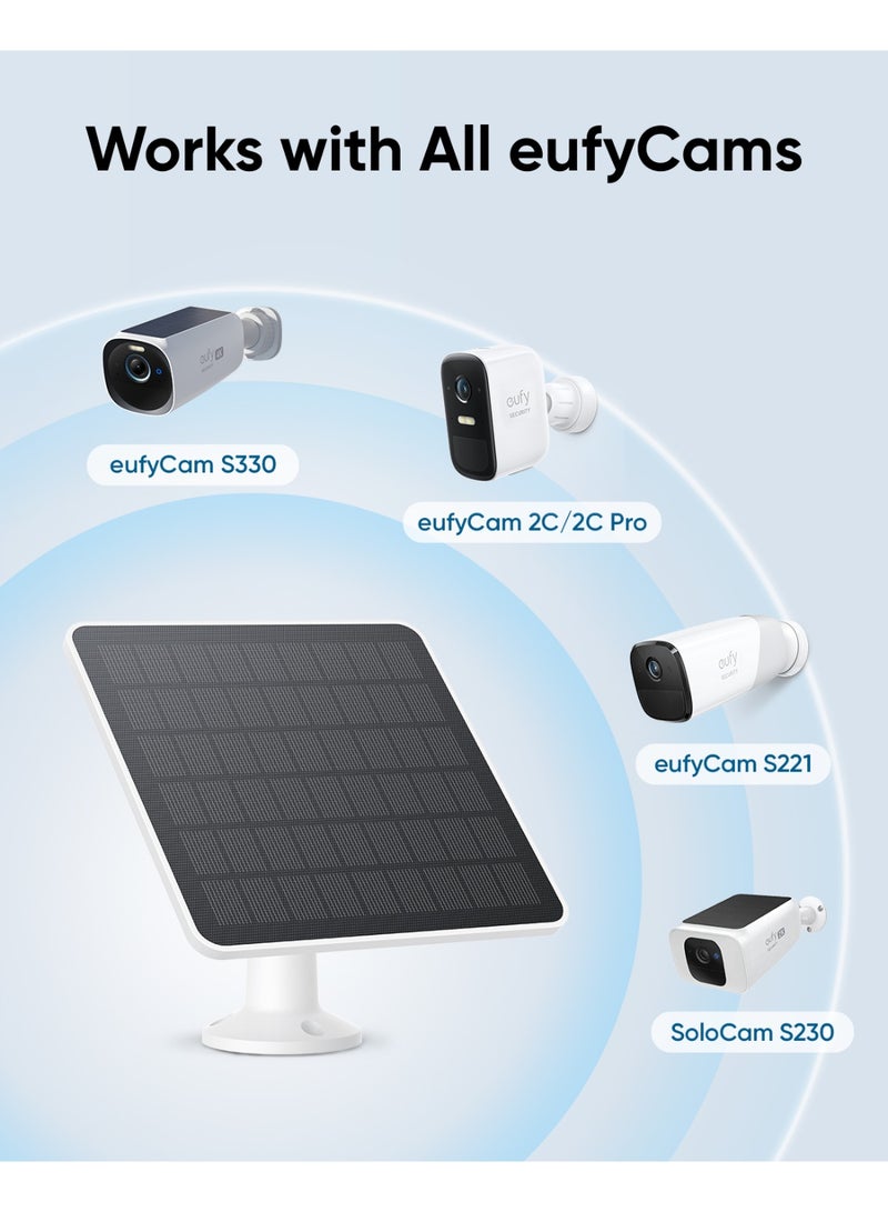 eufy Security Certified eufyCam Solar Panel, Compatible with eufyCam, Continuous Power Supply, 3W Solar Panel, IP65 Weatherproof for Outdoor Surveillance and Camera Charging (White) - Image 2