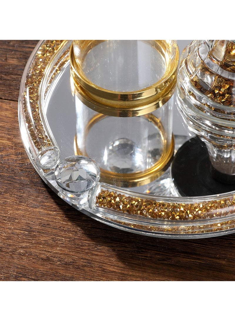 طقم مبخرة فحم، مبخرة عود، مبخرة فحم، مجموعة كريستالية - 3 قطع، طقم مبخرة مطلية بالذهب الفاخر - Image 4