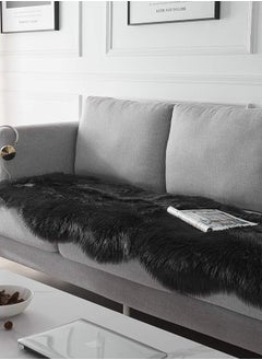 Bukela Ultra Soft Fluffy Rug Pink Faux Sheepskin Fur Area Rug Couch Cover Seat Cushion Furry Carpet Beside Rugs for Bedroom Floor Sofa Living Room Runner, 60×180 Cm（Black）  - Image 5