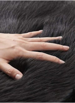 Bukela Ultra Soft Fluffy Rug Pink Faux Sheepskin Fur Area Rug Couch Cover Seat Cushion Furry Carpet Beside Rugs for Bedroom Floor Sofa Living Room Runner, 60×180 Cm（Black）  - Image 2