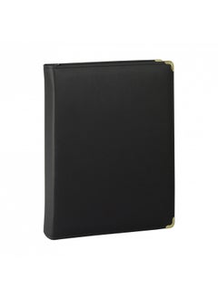 Samsill Classic Professional Binder, 3 Ring Binder with 1.5 Inch Brass Round Rings and Zipper Closure, Portfolio Binder, Brass Corner Accents, Black