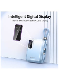 BESTIS 10000mAh Mini Power Bank with Built-in Double Cables, PD22.5W Fast Charging Portable Charger,Quick Charge Devices Blue  - Image 4