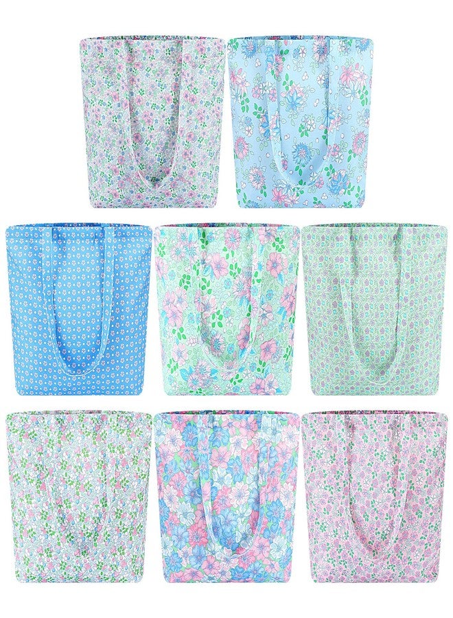 SilTriangle 8 Pcs Floral Canvas Tote Bags Bulk Cute Reusable Tote Grocery Floral Cloth Handbags Aesthetic Flower Shopping Shoulder Bags for Women Summer Gifts - Image 1