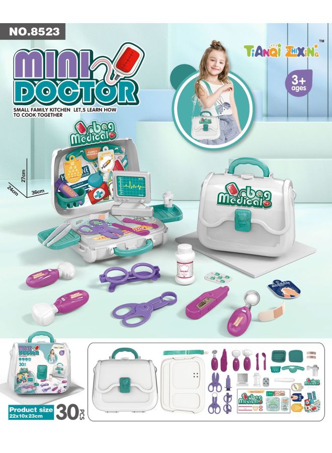 Children's Kitchen Beauty Makeup Handbag Girls Dressing Bag Travel Series Set Toy Box-Specifications:523 Medical Tote  - Image 1