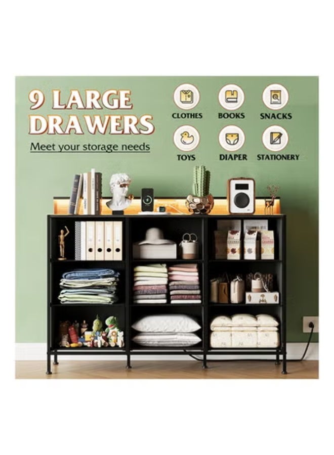 زي سي إم - هابي خزانة تخزين ذات تسعة أدراج لغرفة المنزل الداخلية، مقاس 47 بوصة، لون أسود - Image 4