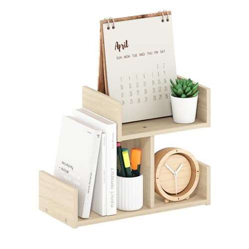 Furinno HERMITE Desk File Folder Organizers 3Shelf Desktop Office Organization Racks Desk Top Display Book Shelf for Paper Office Supplies Magazine Bauhaus Oak - Image 1