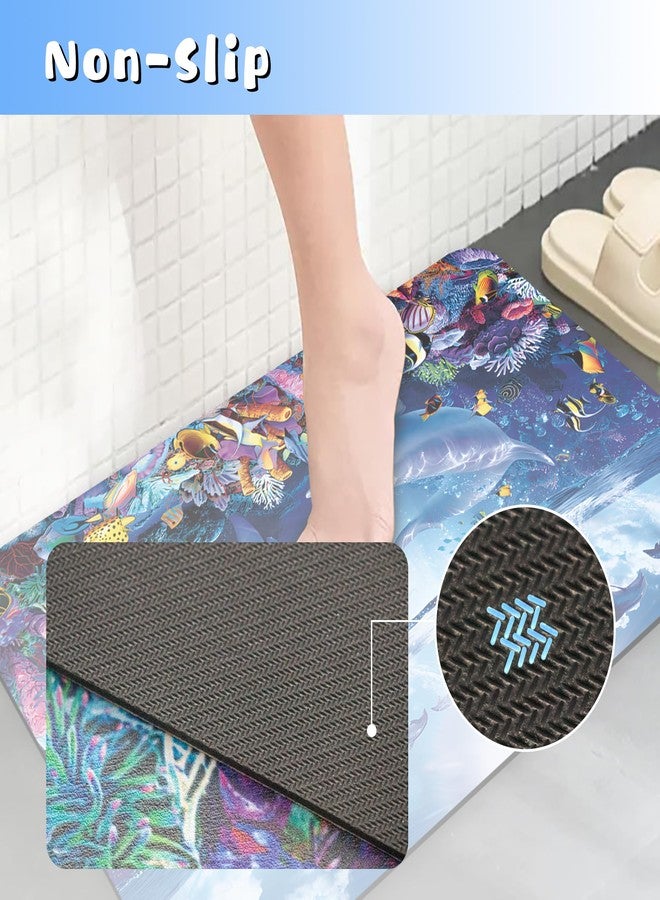 YCTMALL Bathroom Rugs Non Slip Quick Dry Bath mat Rubber Bathroom mat, Super Absorbent Bath mat, Washable Bathroom mat Bath Rugs, Shower Mat Bath Mats for Bath Floor, 15.7x23.6in, Dolphin - Image 4